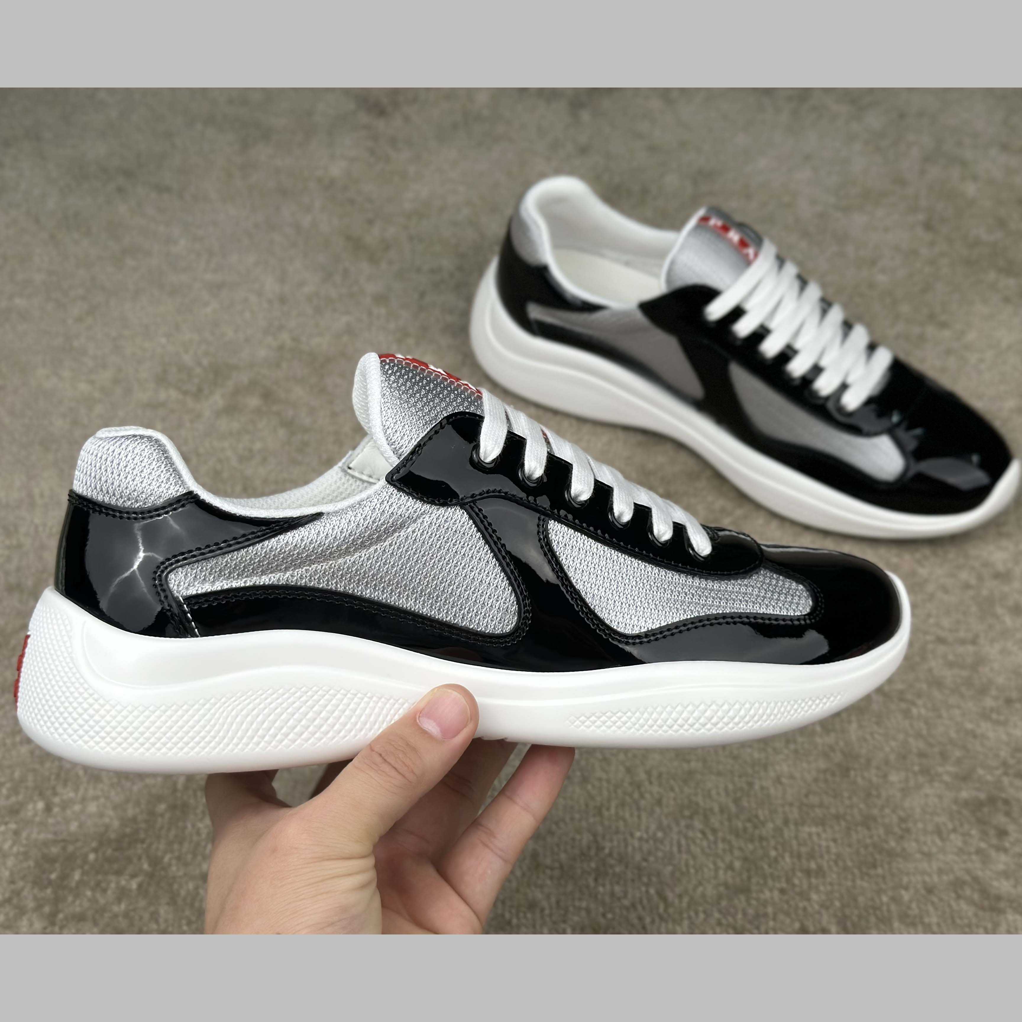 Prada Patent Leather And Technical Fabric Prada America's Cup Sneakers - EUR FASHION