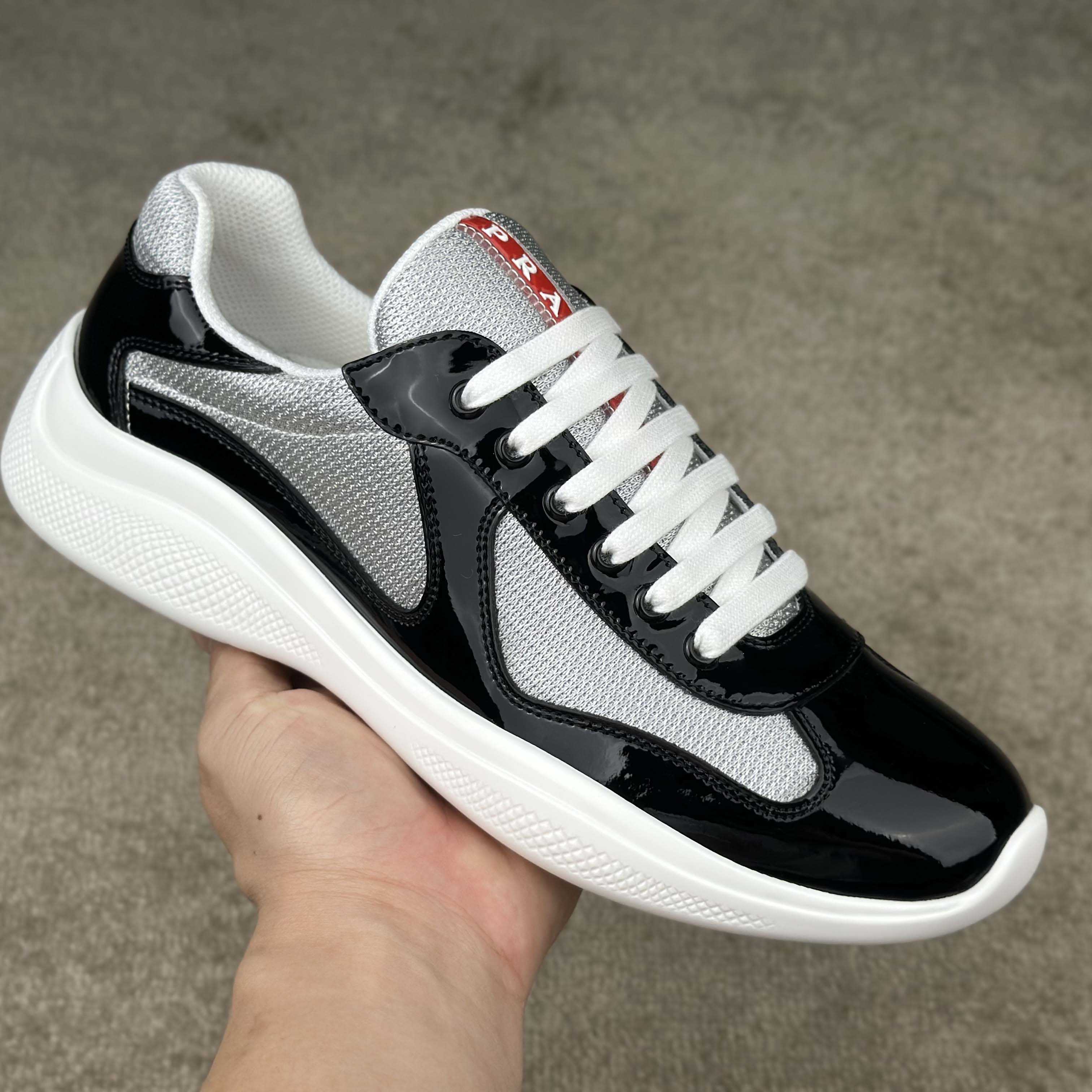 Prada Patent Leather And Technical Fabric Prada America's Cup Sneakers - EUR FASHION