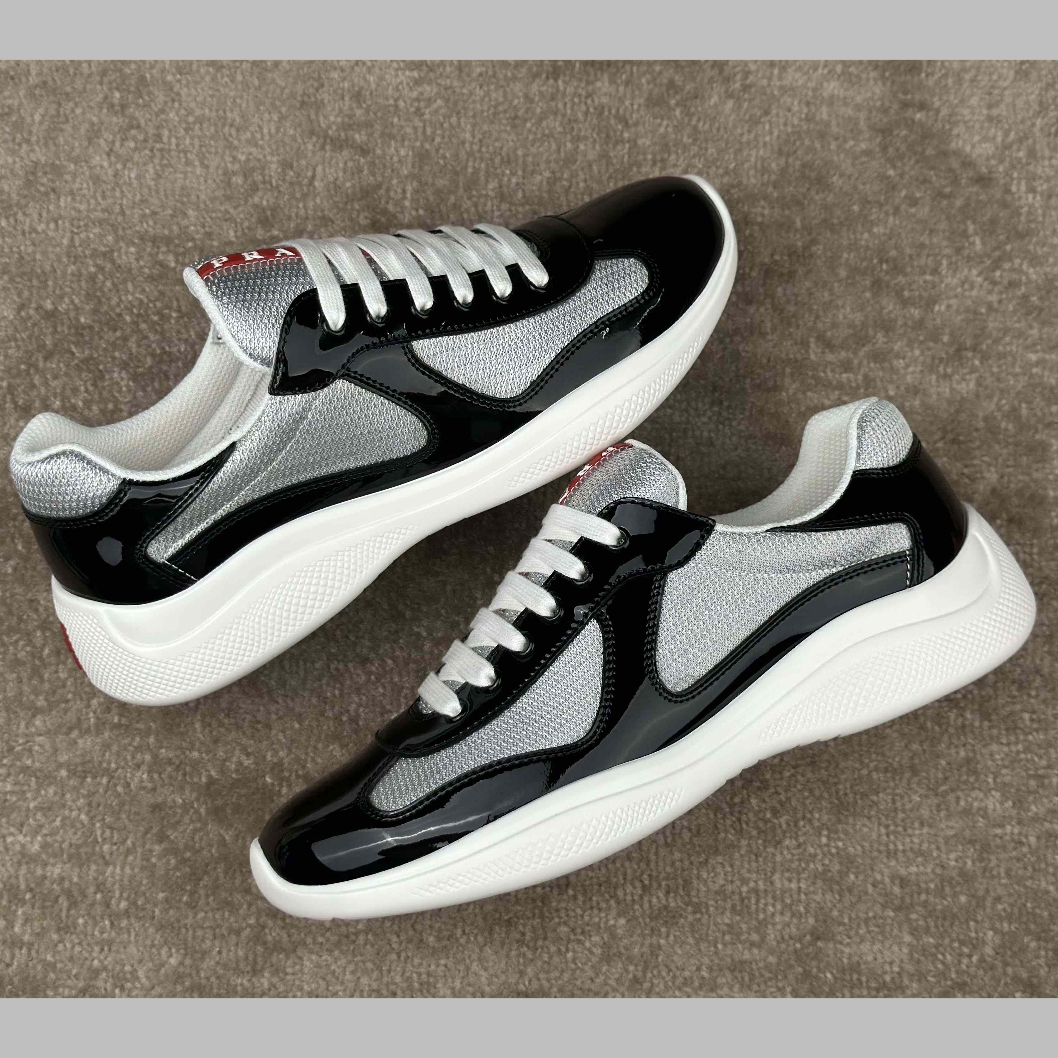 Prada Patent Leather And Technical Fabric Prada America's Cup Sneakers - EUR FASHION
