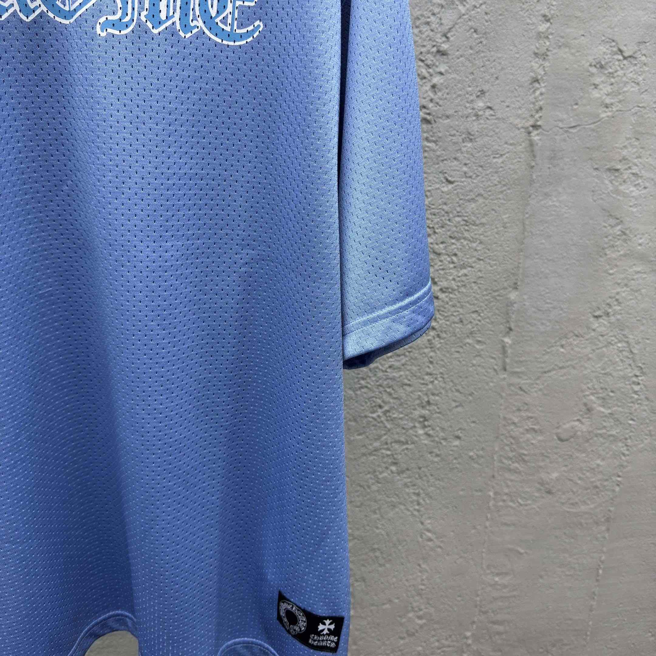 Chrome Hearts Stadium Mesh Short Sleeve Jersey Blue - EUR FASHION