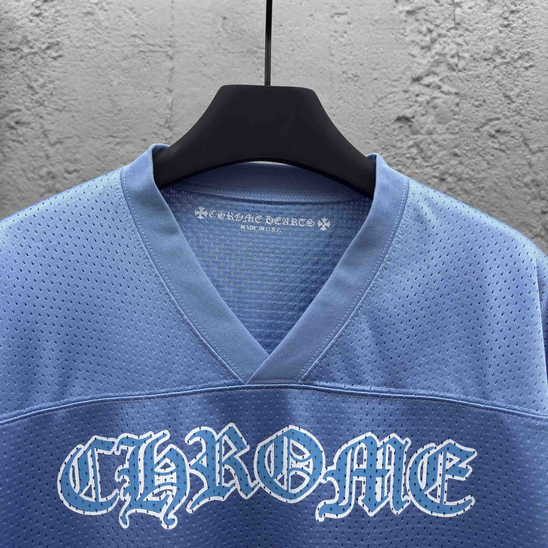 Chrome Hearts Stadium Mesh Short Sleeve Jersey Blue - EUR FASHION