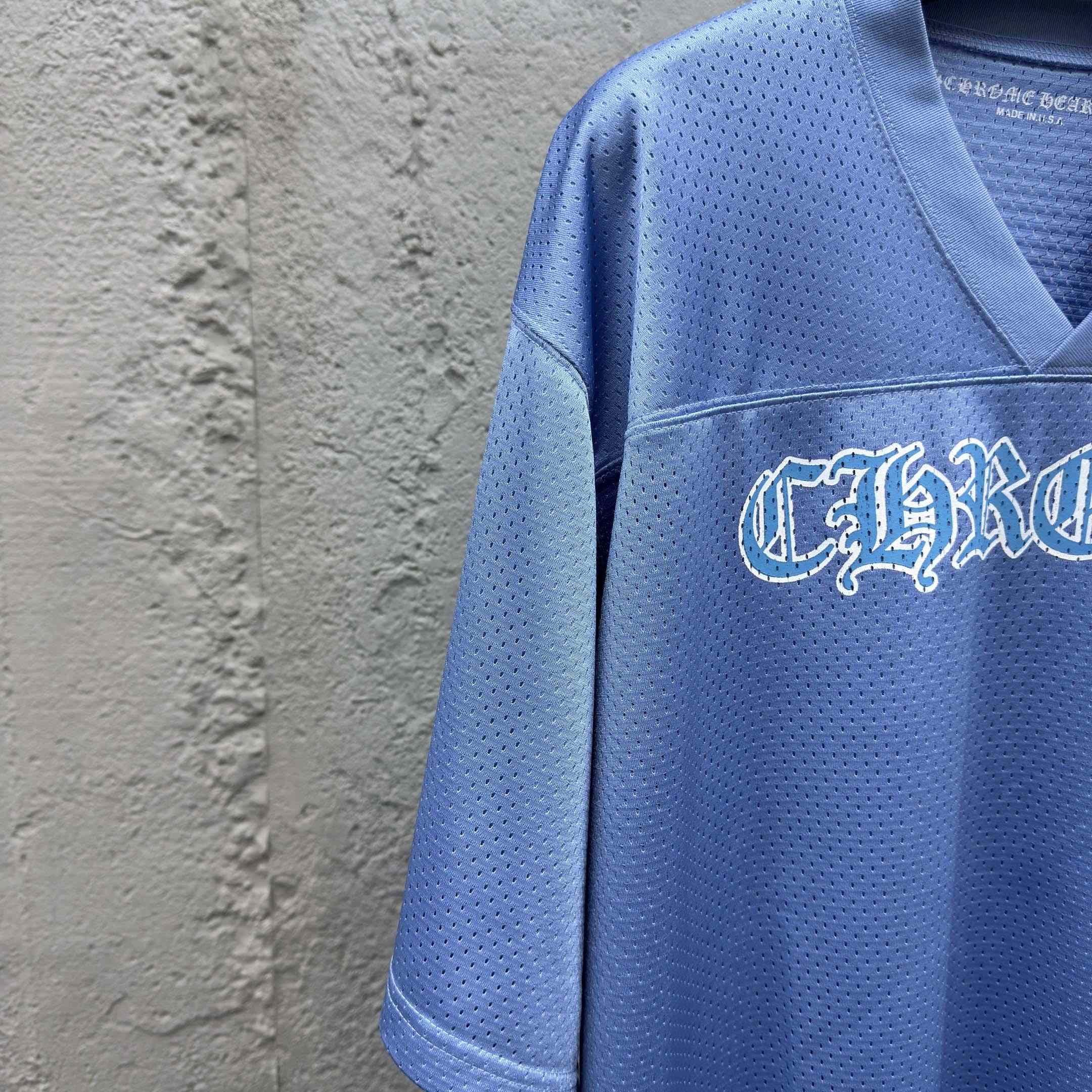Chrome Hearts Stadium Mesh Short Sleeve Jersey Blue - EUR FASHION