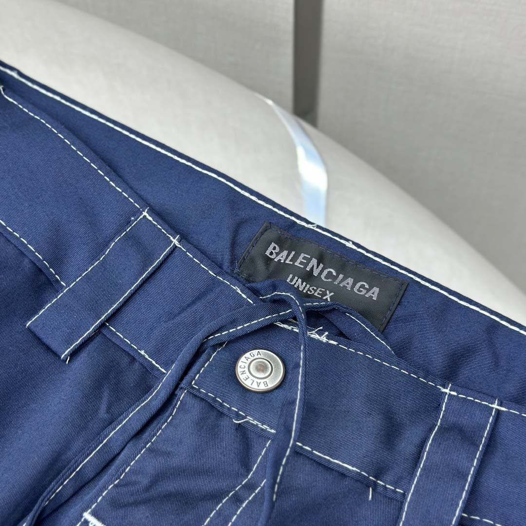 Balenciaga Utility Work Pants In Navy Mixed Cotton Twill - EUR FASHION