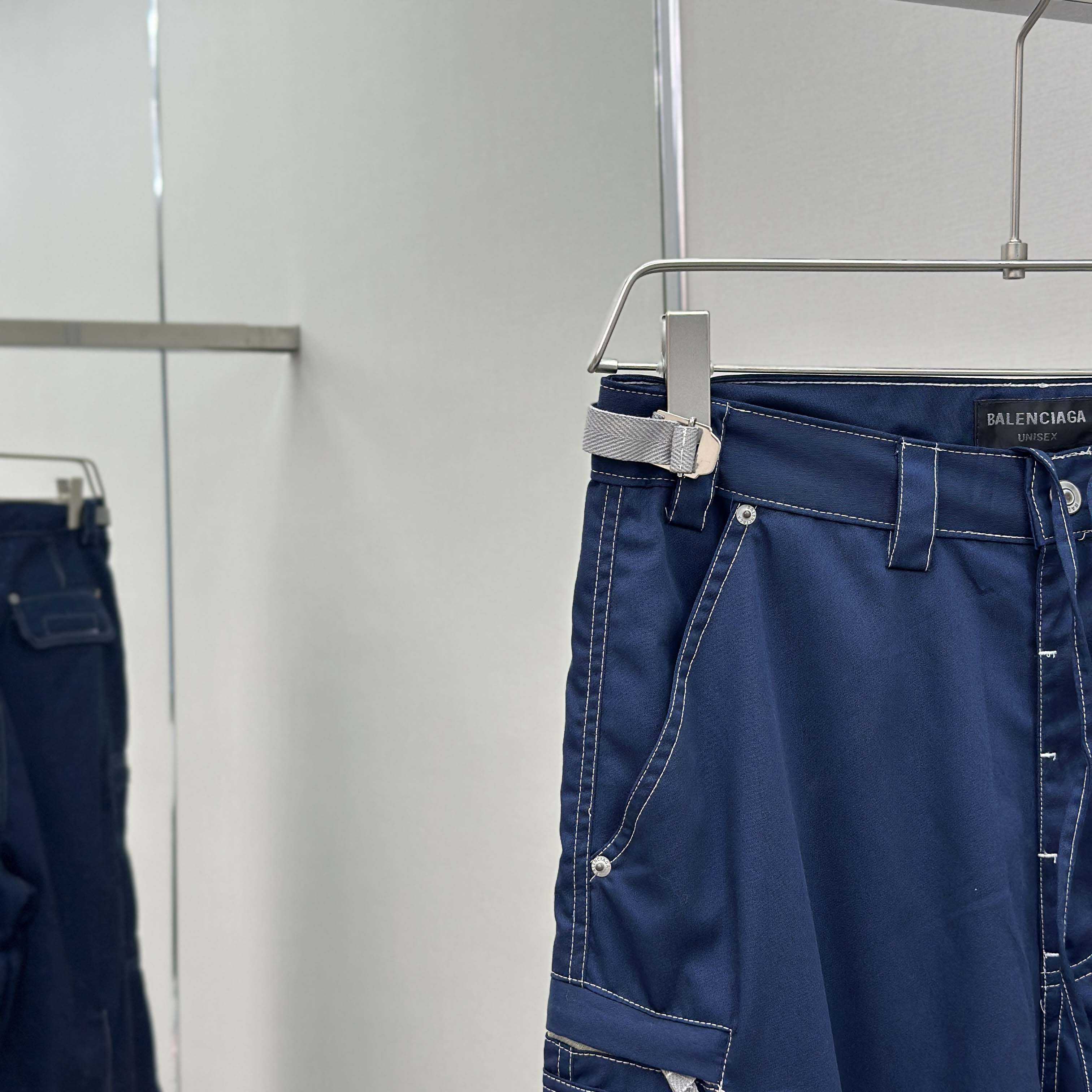 Balenciaga Utility Work Pants In Navy Mixed Cotton Twill - EUR FASHION