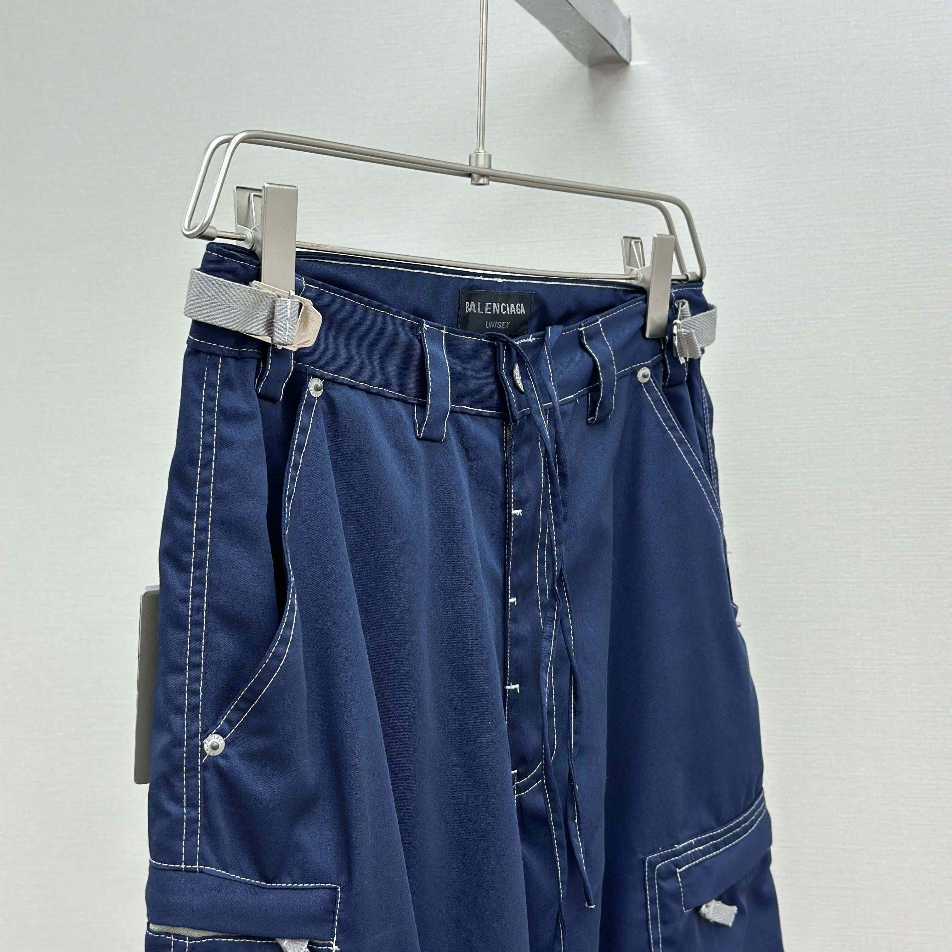 Balenciaga Utility Work Pants In Navy Mixed Cotton Twill - EUR FASHION