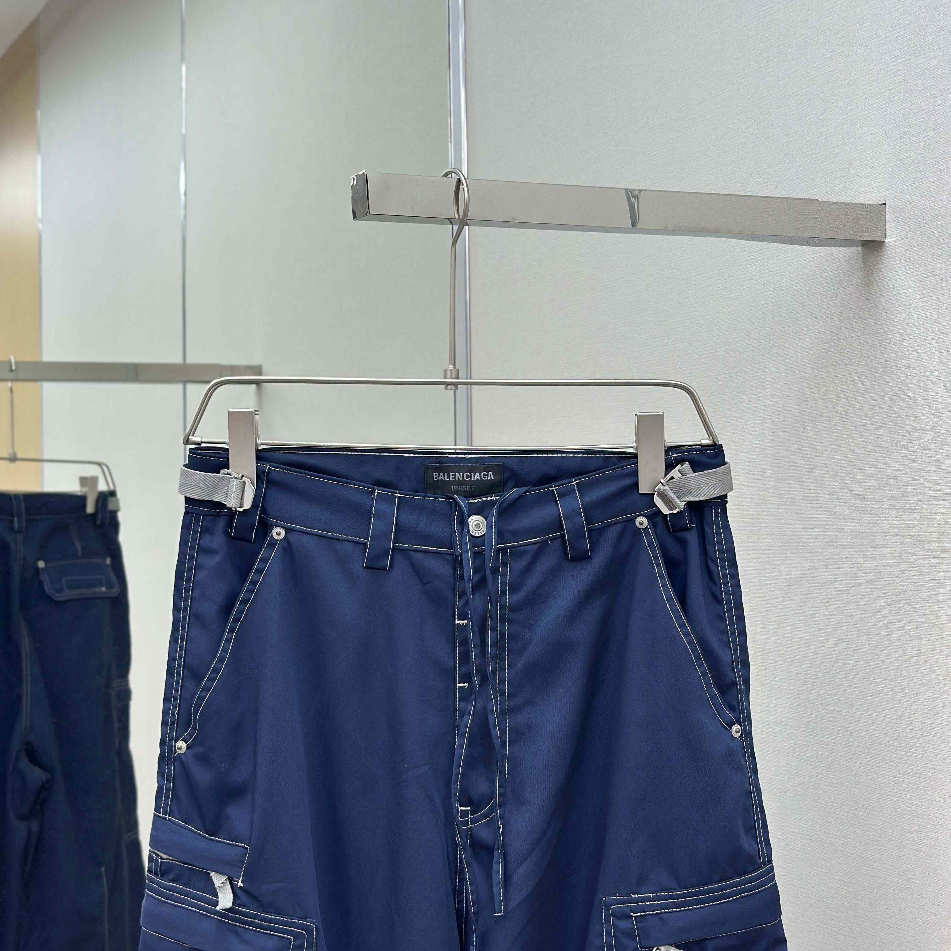 Balenciaga Utility Work Pants In Navy Mixed Cotton Twill - EUR FASHION