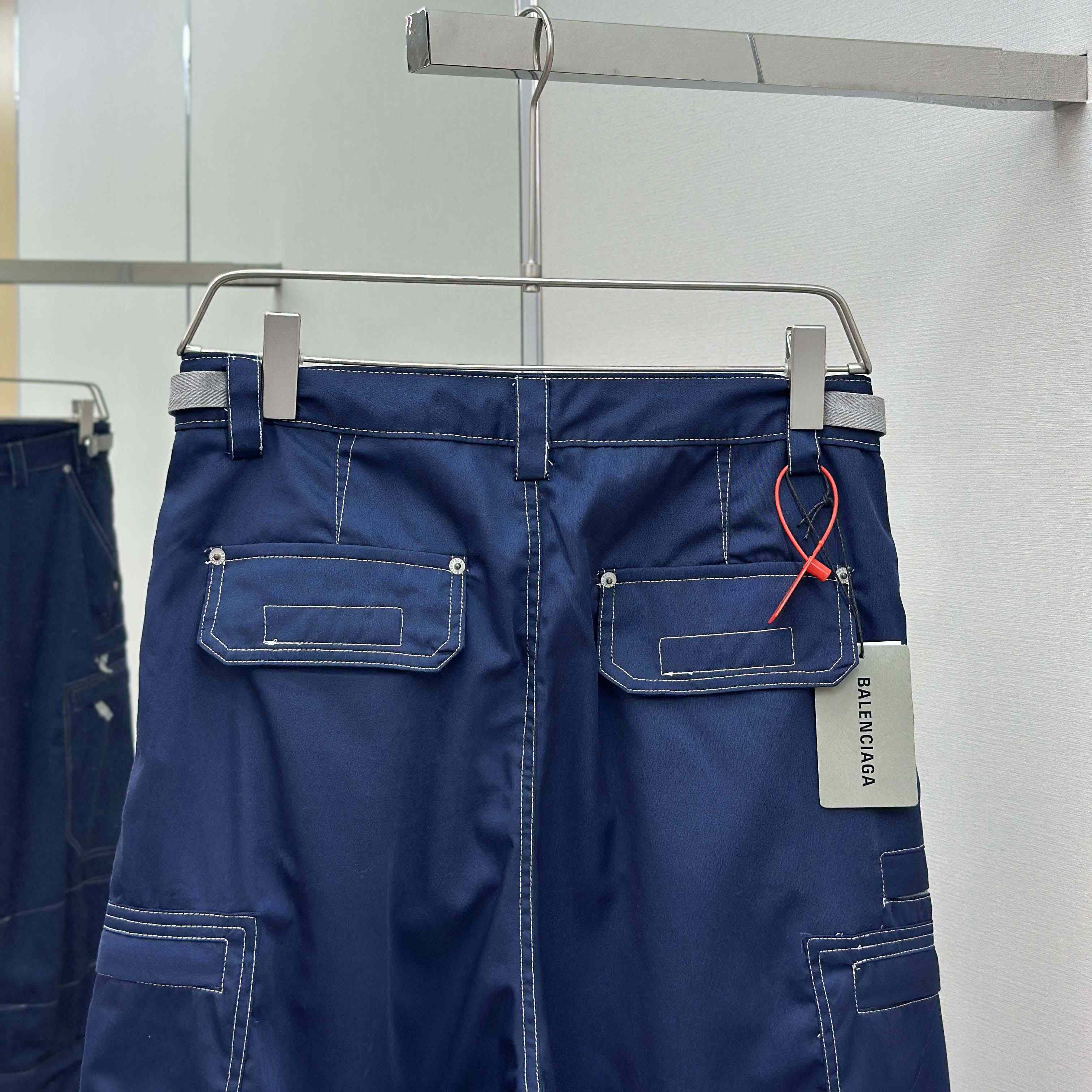 Balenciaga Utility Work Pants In Navy Mixed Cotton Twill - EUR FASHION