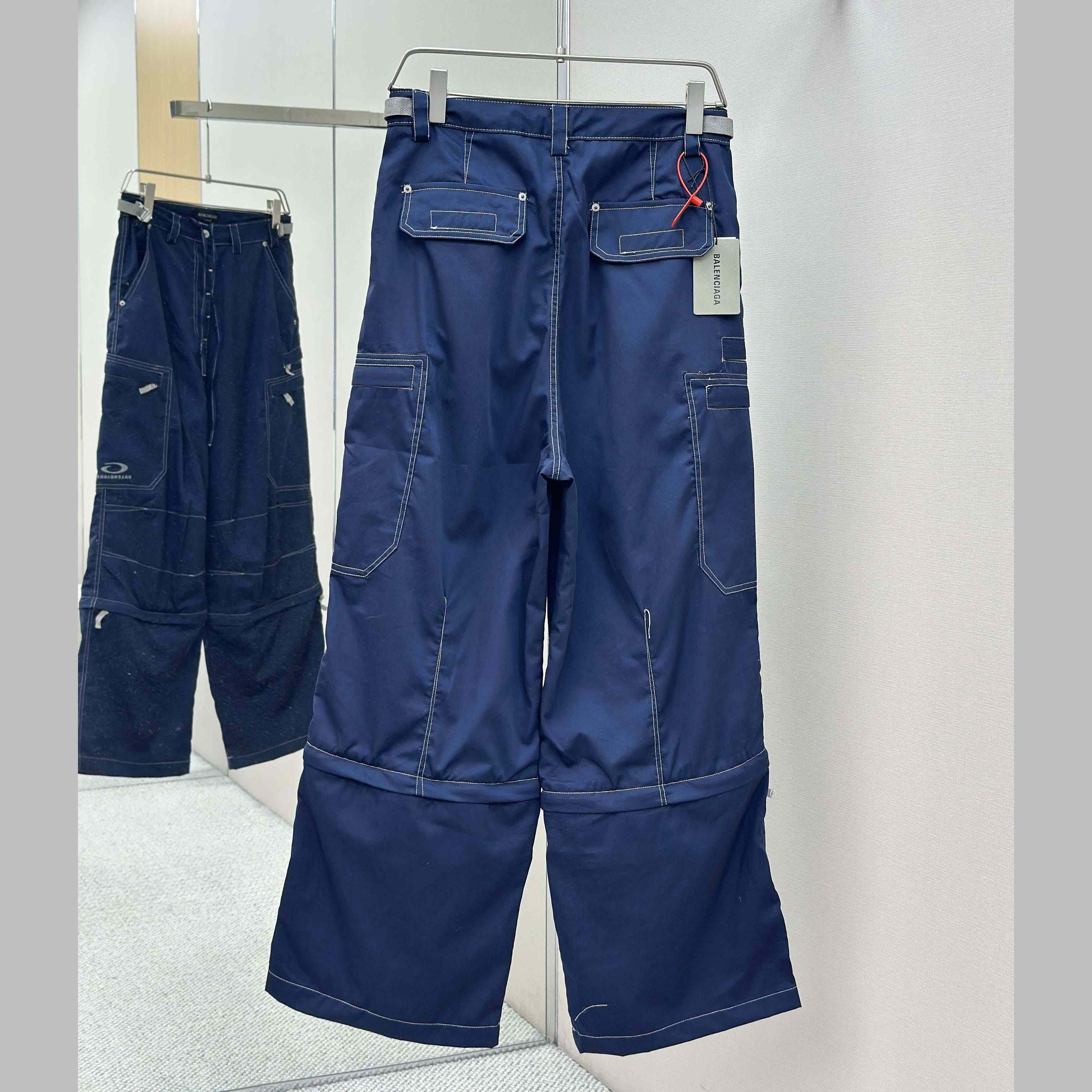 Balenciaga Utility Work Pants In Navy Mixed Cotton Twill - EUR FASHION