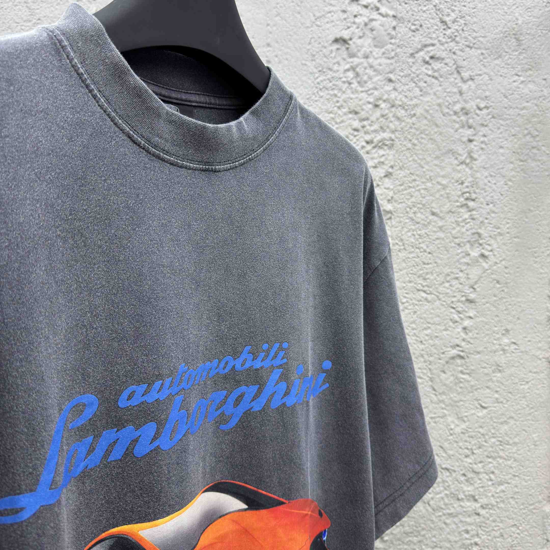 Balenciaga Automobili Lamborghini Oversized T-Shirt In Faded Black Dry Jersey - EUR FASHION