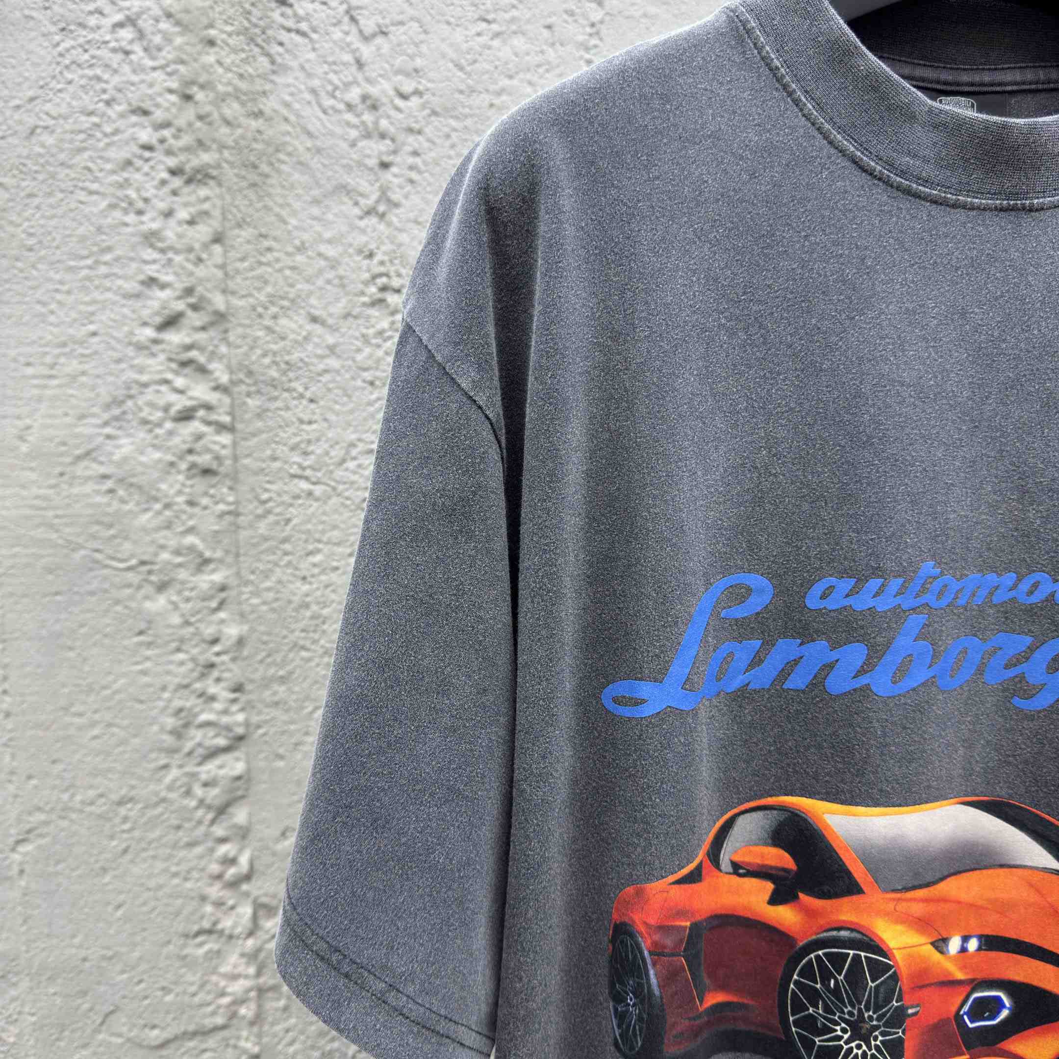 Balenciaga Automobili Lamborghini Oversized T-Shirt In Faded Black Dry Jersey - EUR FASHION