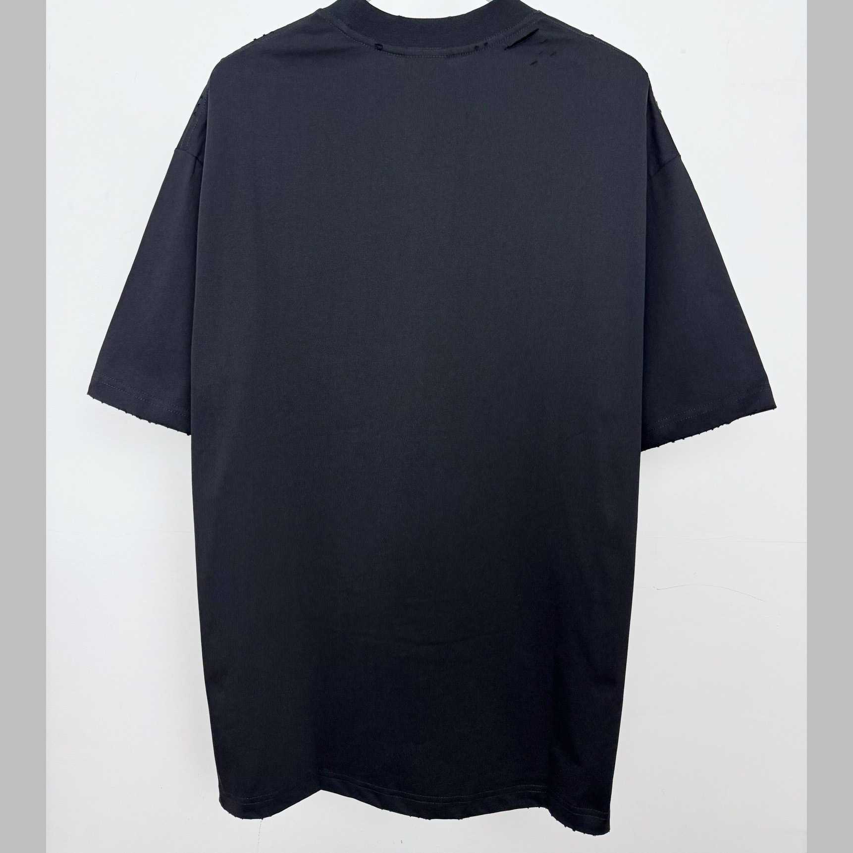 Balenciaga Fashion Designer Oversized T-Shirt In Faded Black Dry Jersey - EUR FASHION