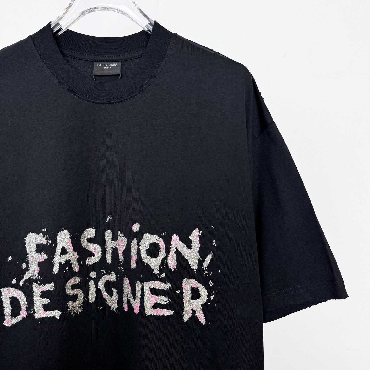Balenciaga Fashion Designer Oversized T-Shirt In Faded Black Dry Jersey - EUR FASHION