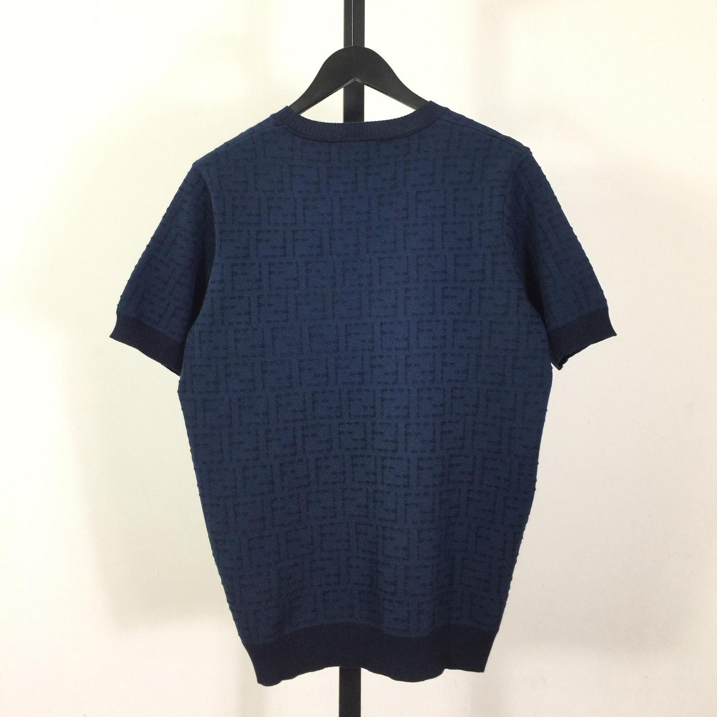 Fendi Blue Cotton FF Selleria Pullover - EUR FASHION