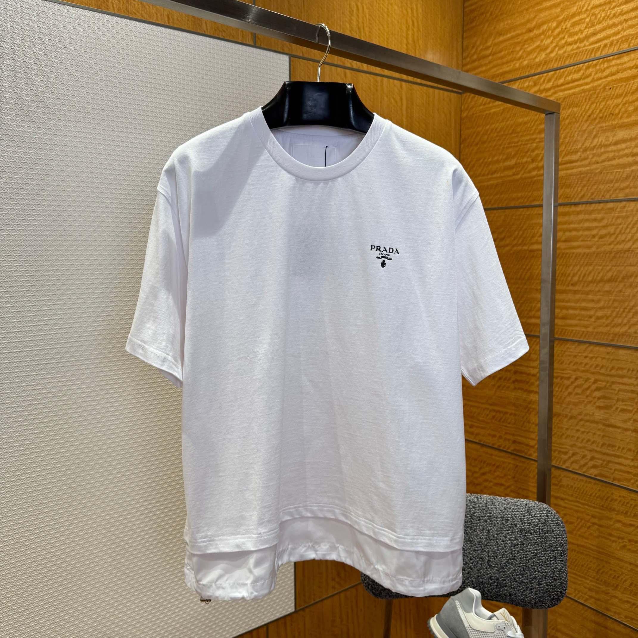 Prada Logo-print Layered-detail T-shirt - EUR FASHION