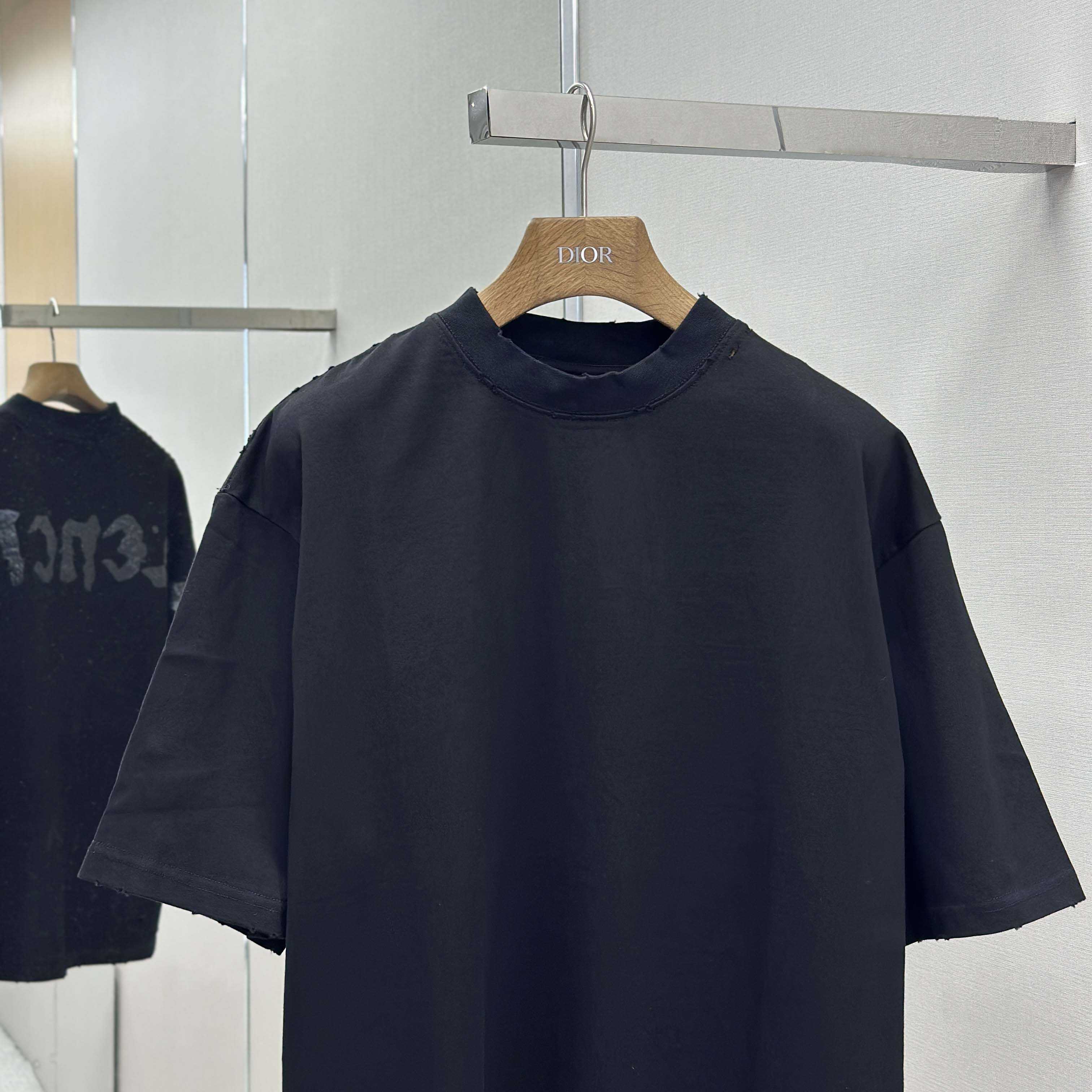 Balenciaga Painted T-Shirt Medium Fit In Faded Washed Black - EUR FASHION