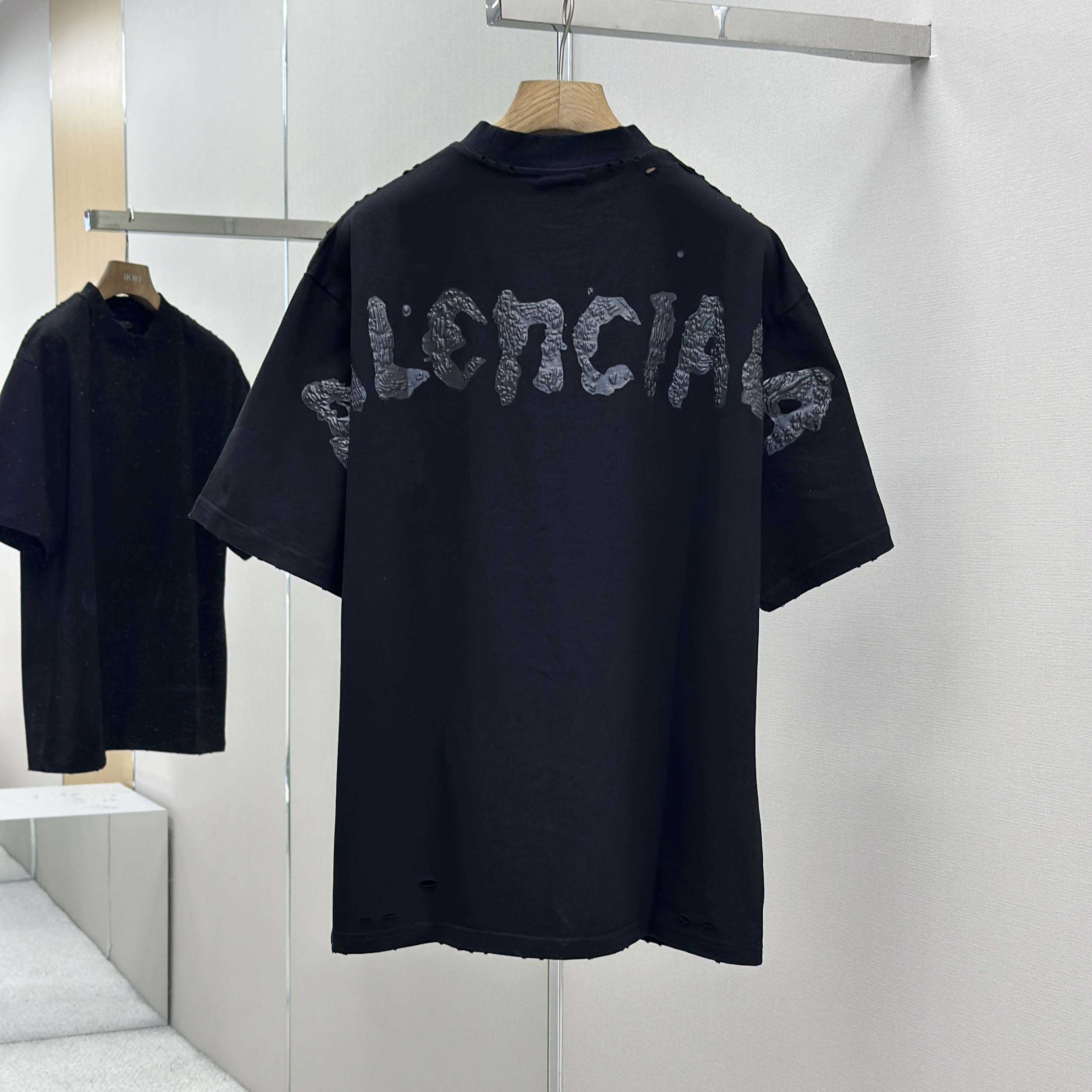 Balenciaga Painted T-Shirt Medium Fit In Faded Washed Black - EUR FASHION