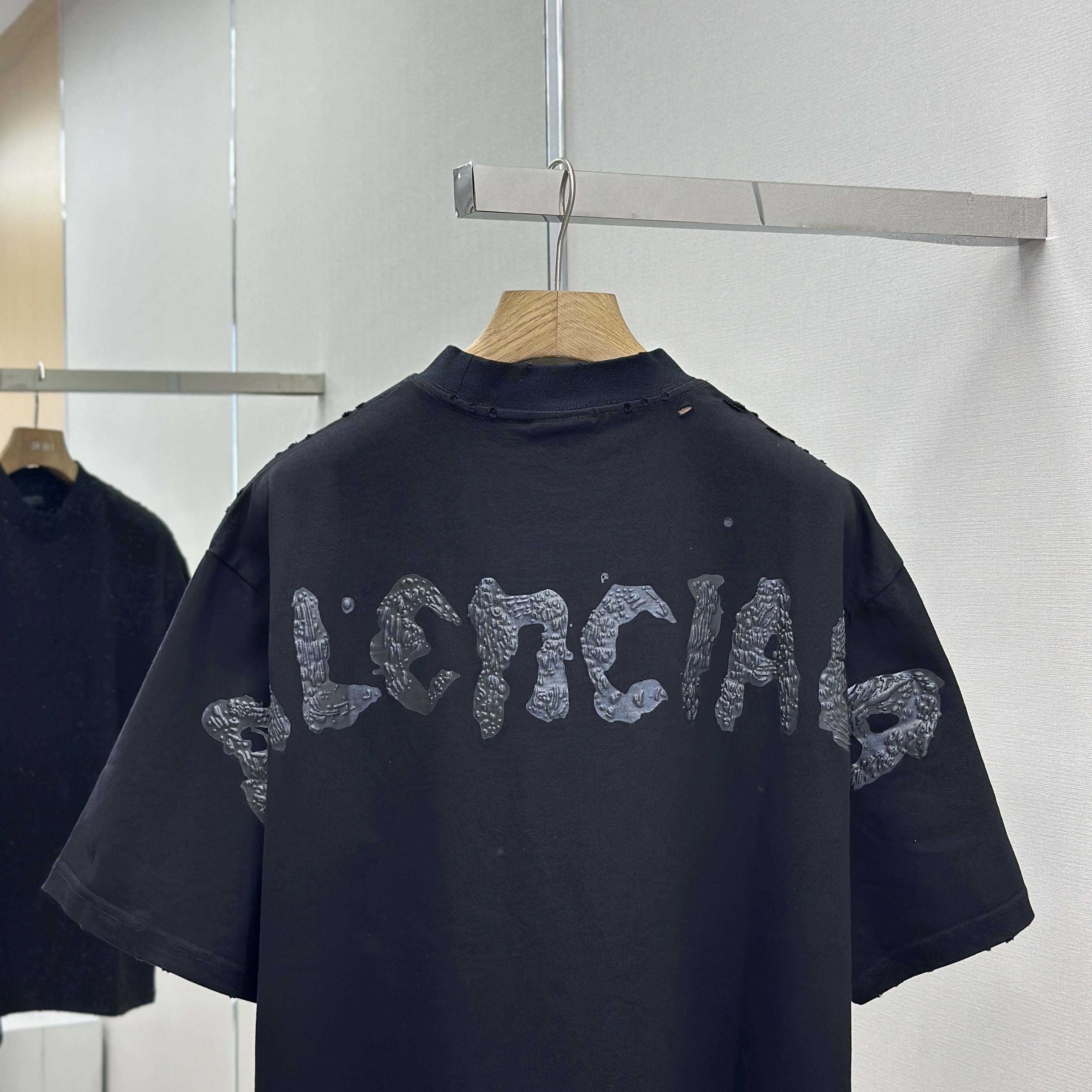 Balenciaga Painted T-Shirt Medium Fit In Faded Washed Black - EUR FASHION