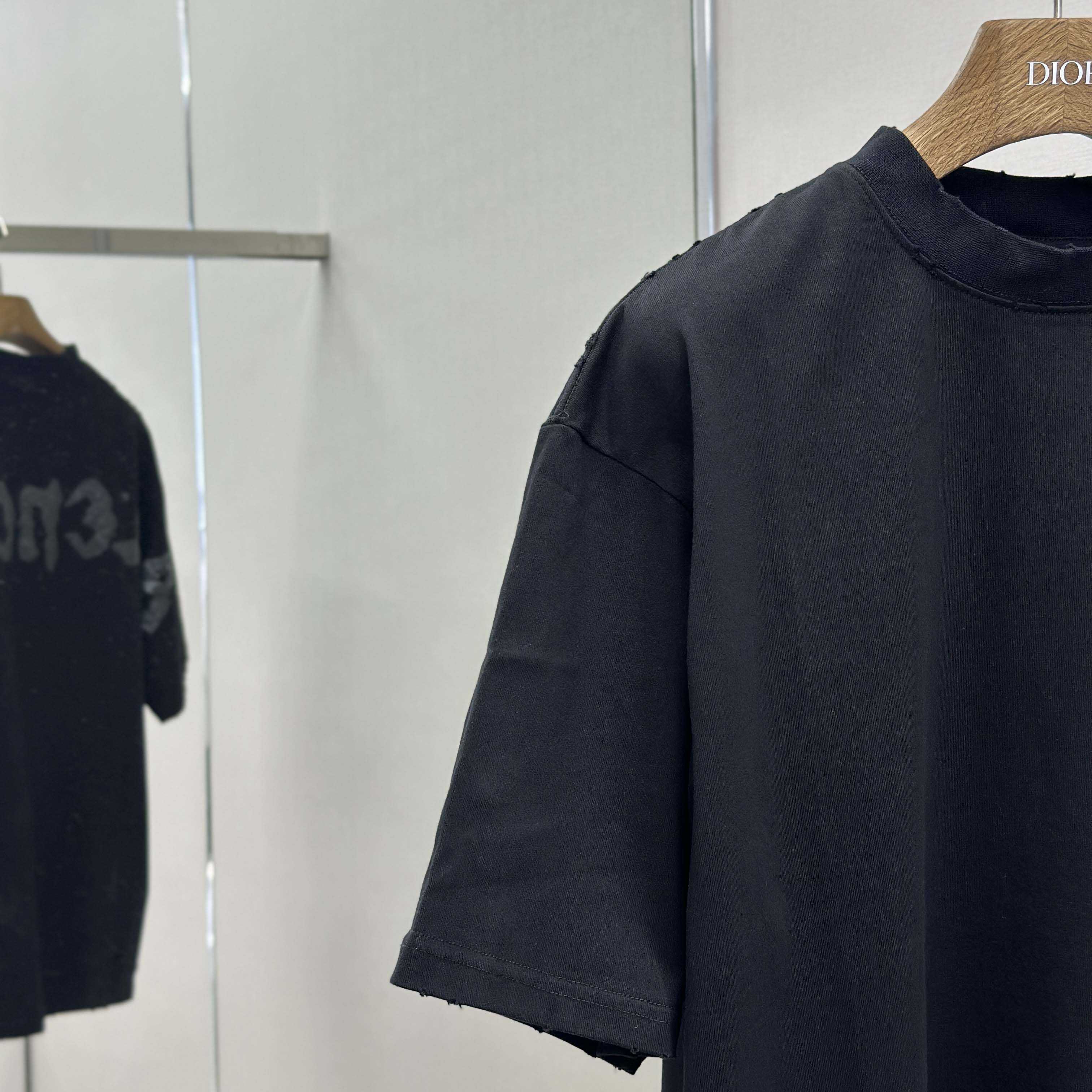 Balenciaga Painted T-Shirt Medium Fit In Faded Washed Black - EUR FASHION