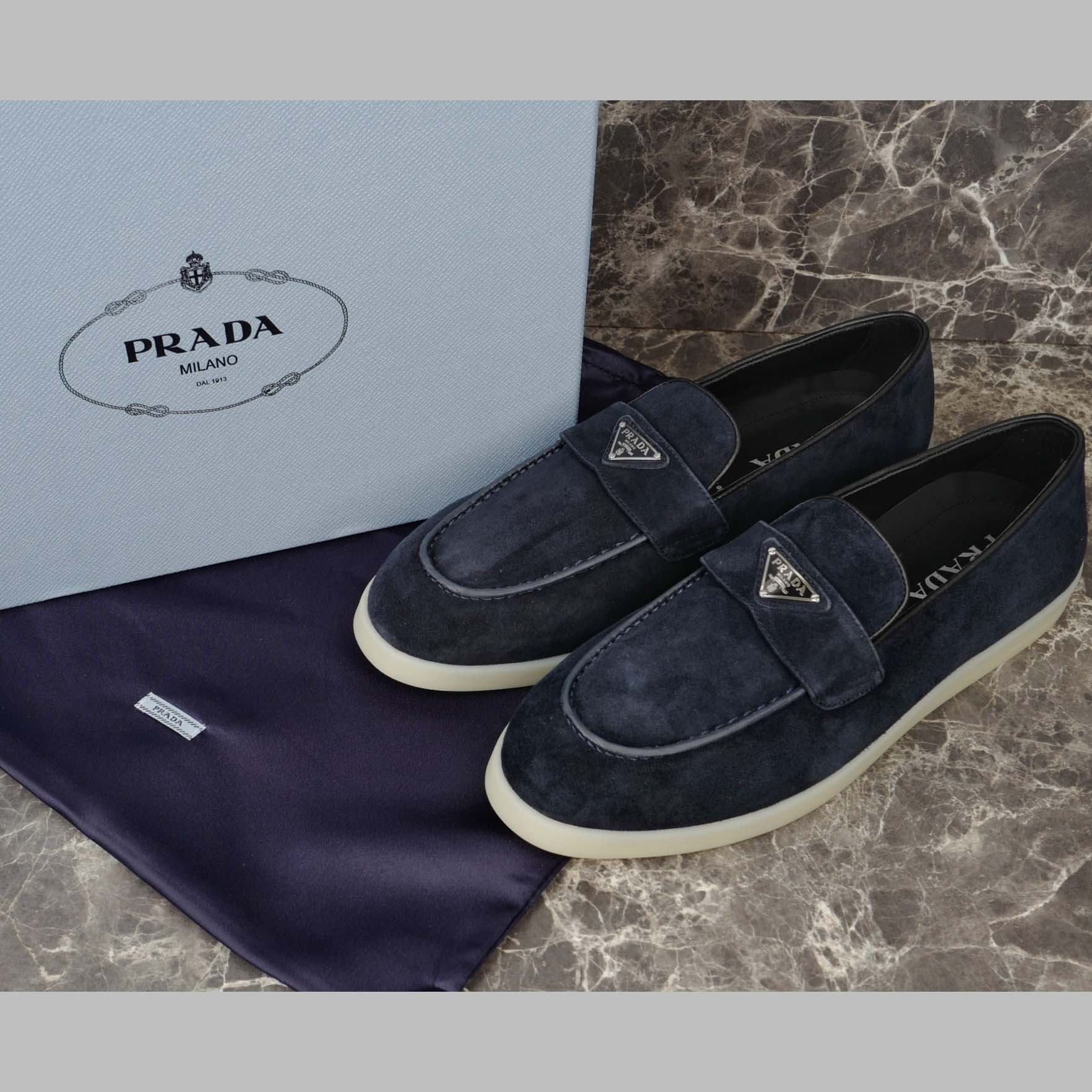 Prada Suede Leather Loafers - EUR FASHION