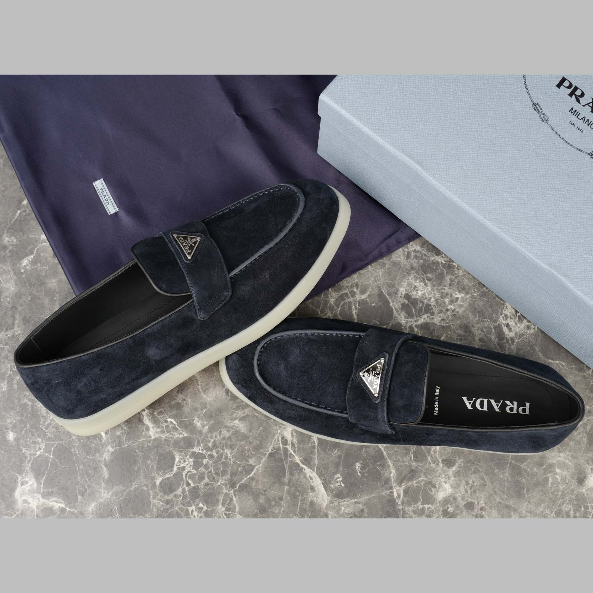 Prada Suede Leather Loafers - EUR FASHION