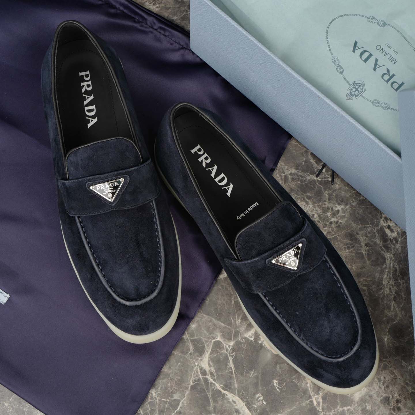 Prada Suede Leather Loafers - EUR FASHION