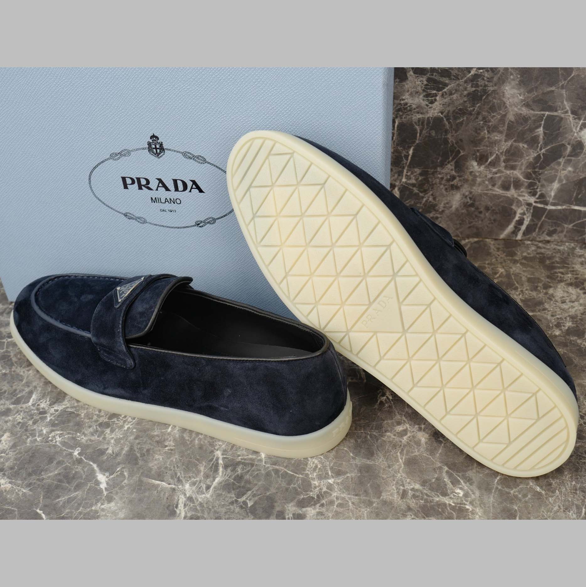 Prada Suede Leather Loafers - EUR FASHION