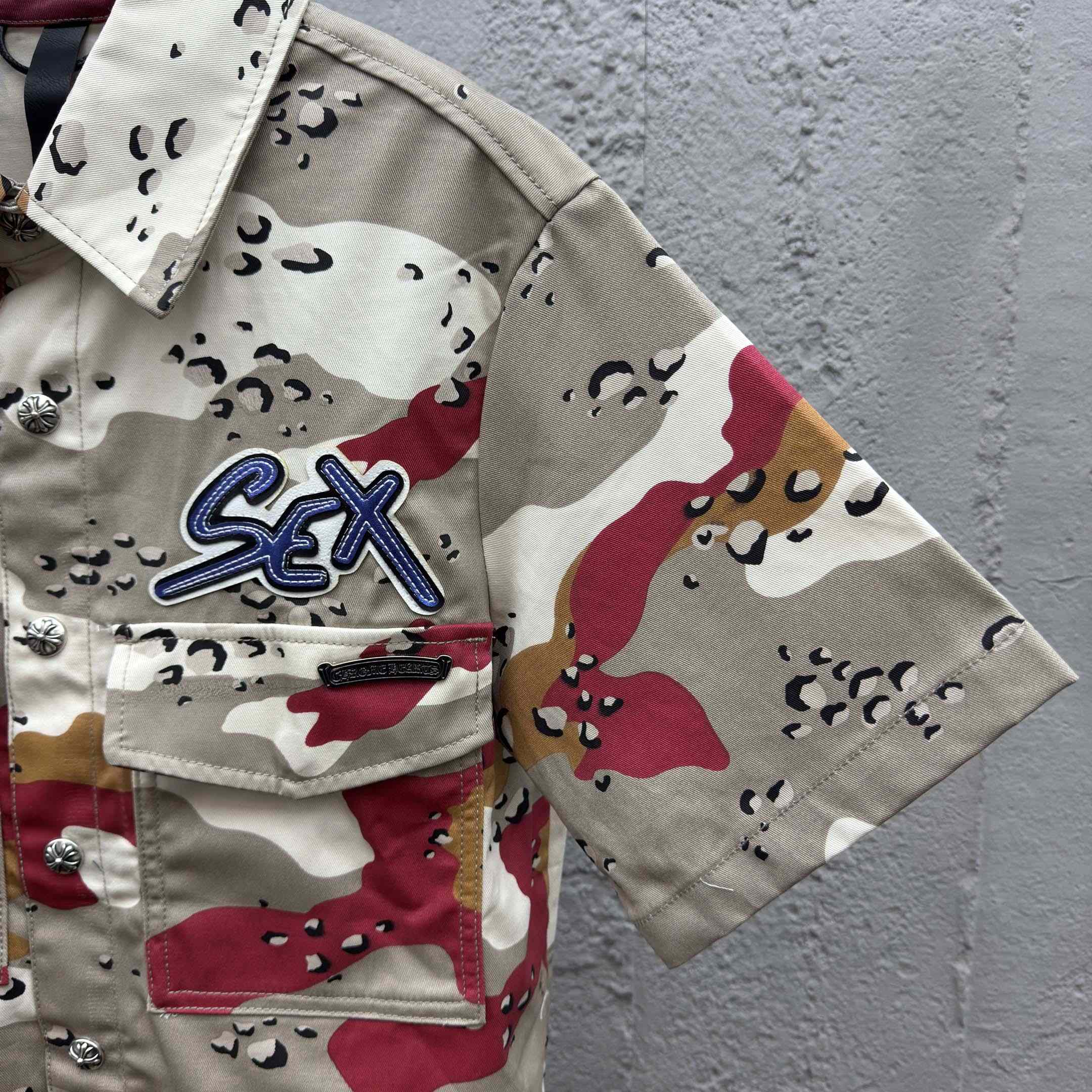 Chrome Hearts Matty Boy Sex Records Camo Cropped Button Up - EUR FASHION
