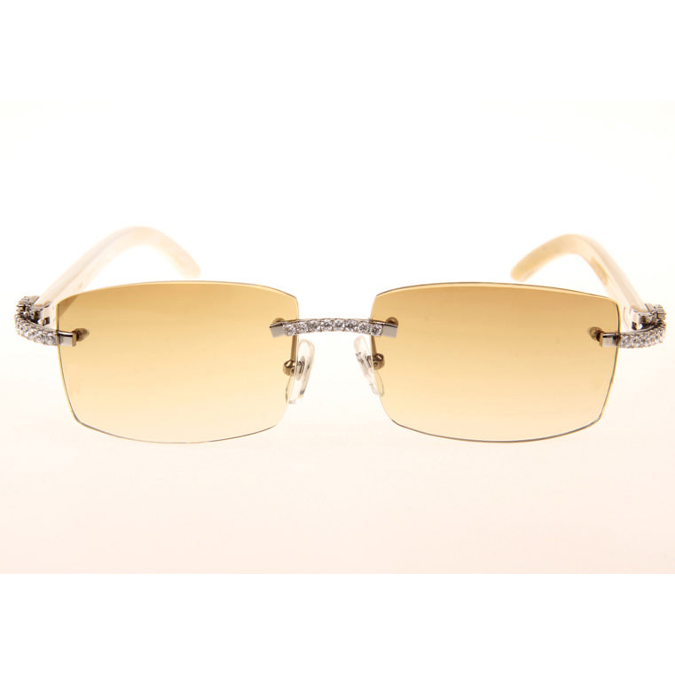 Cartier CT_3524012 Big Diamond White Buffalo Sunglasses In Silver Brown - EUR FASHION