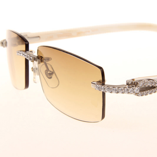 Cartier CT_3524012 Big Diamond White Buffalo Sunglasses In Silver Brown - EUR FASHION