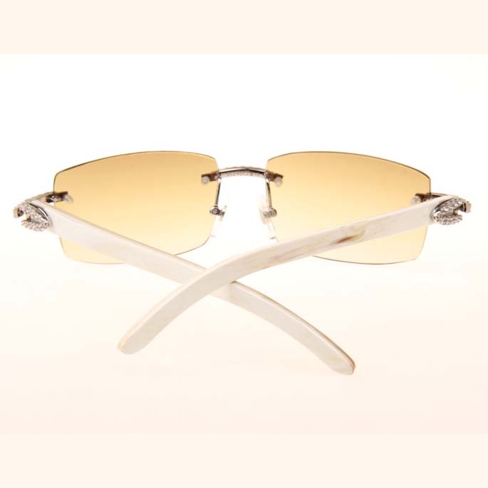 Cartier CT_3524012 Big Diamond White Buffalo Sunglasses In Silver Brown - EUR FASHION