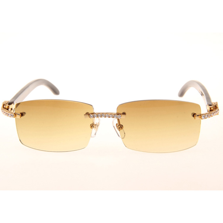 Cartier CT_3524012 Big Diamond White Mix Black Buffalo Sunglasses In Gold Brown - EUR FASHION