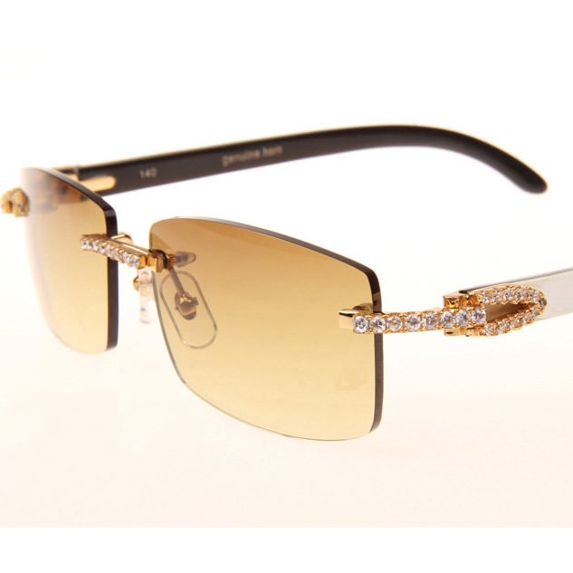 Cartier CT_3524012 Big Diamond White Mix Black Buffalo Sunglasses In Gold Brown - EUR FASHION