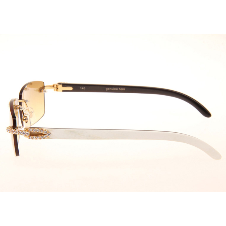 Cartier CT_3524012 Big Diamond White Mix Black Buffalo Sunglasses In Gold Brown - EUR FASHION