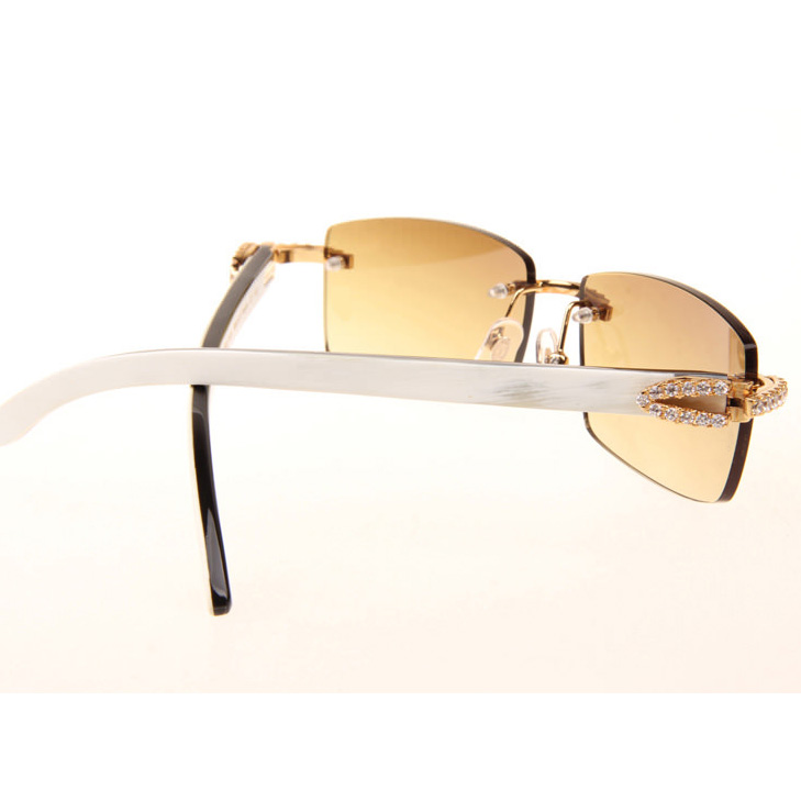 Cartier CT_3524012 Big Diamond White Mix Black Buffalo Sunglasses In Gold Brown - EUR FASHION