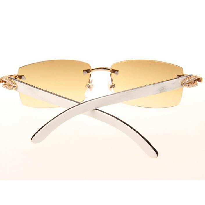Cartier CT_3524012 Big Diamond White Mix Black Buffalo Sunglasses In Gold Brown - EUR FASHION