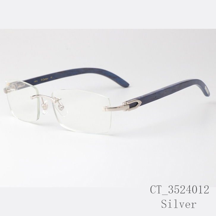 Cartier CT_3524012 Blue Arm Eyeglasses Silver - EUR FASHION
