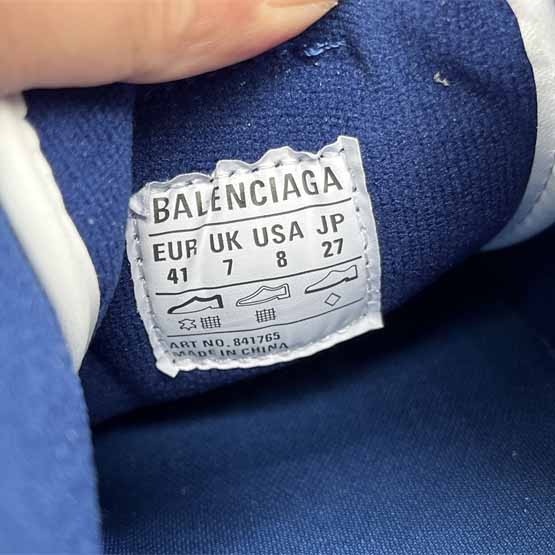 Balenciaga Hamptons Worn-Out Sneaker In White, Dark Blue And Grey Cowskin And Polyester - EUR FASHION