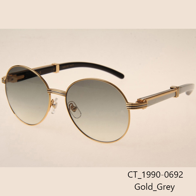 Cartier CT1990-0692 White Mix Black Buffalo Sunglasses In Gold Grey - EUR FASHION