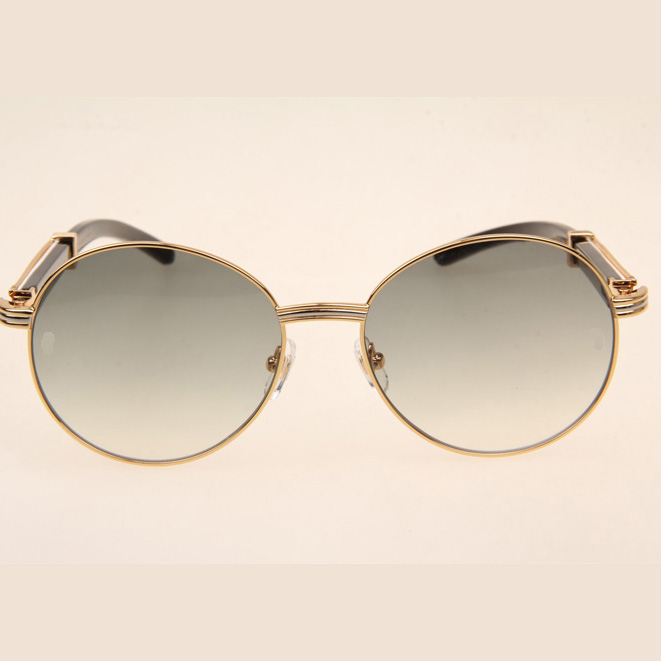 Cartier CT1990-0692 White Mix Black Buffalo Sunglasses In Gold Grey - EUR FASHION
