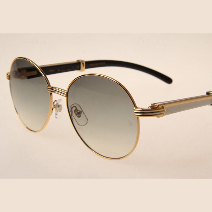 Cartier CT1990-0692 White Mix Black Buffalo Sunglasses In Gold Grey - EUR FASHION