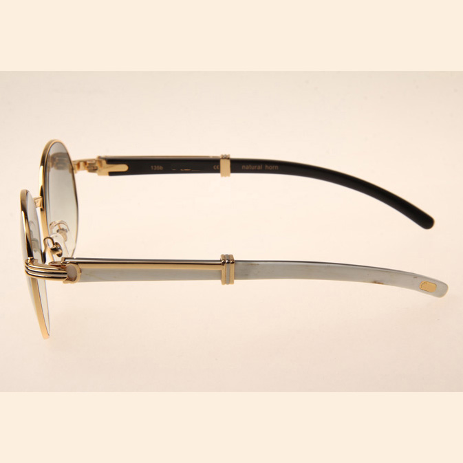 Cartier CT1990-0692 White Mix Black Buffalo Sunglasses In Gold Grey - EUR FASHION