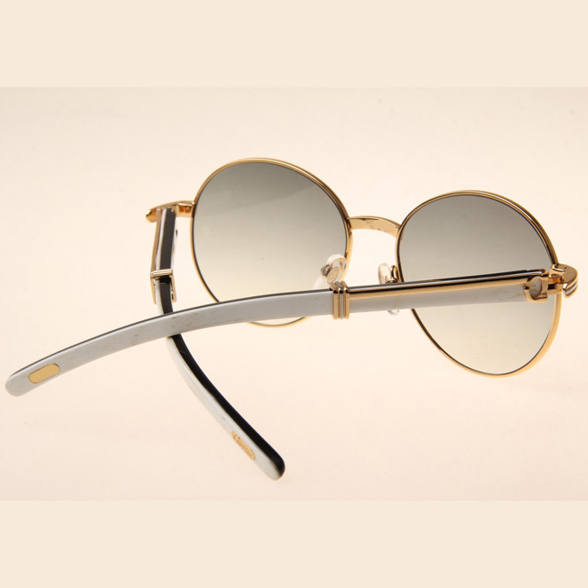 Cartier CT1990-0692 White Mix Black Buffalo Sunglasses In Gold Grey - EUR FASHION