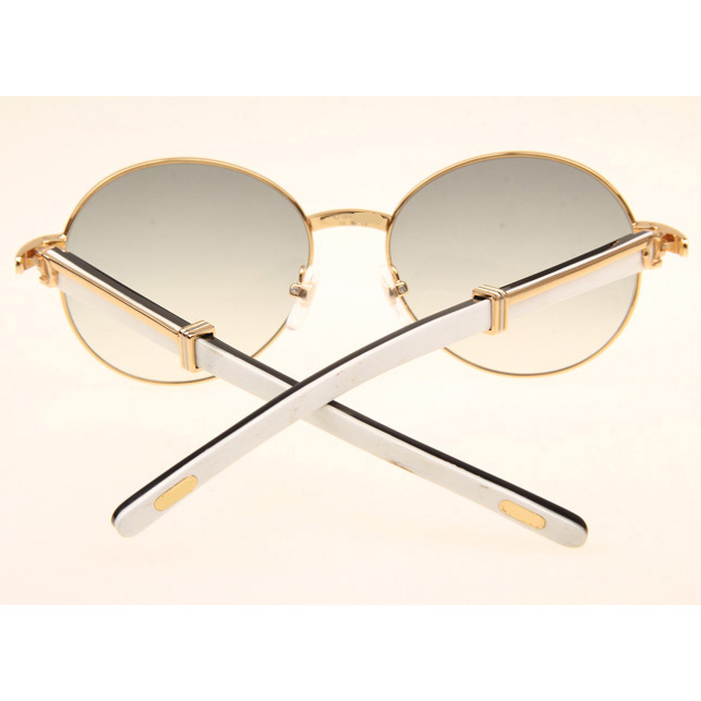 Cartier CT1990-0692 White Mix Black Buffalo Sunglasses In Gold Grey - EUR FASHION