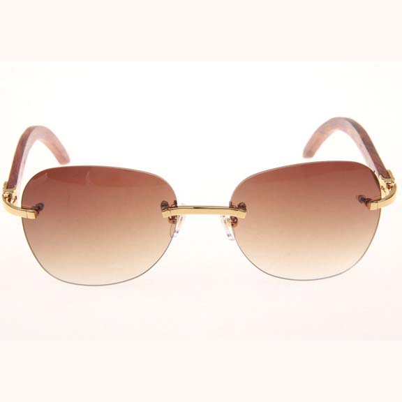 Cartier CT 3524012 Aviator Lens Wood Sunglasses In Gold Brown - EUR FASHION