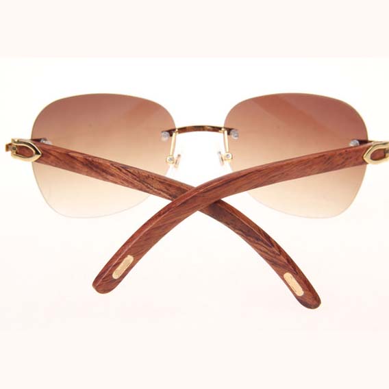 Cartier CT 3524012 Aviator Lens Wood Sunglasses In Gold Brown - EUR FASHION