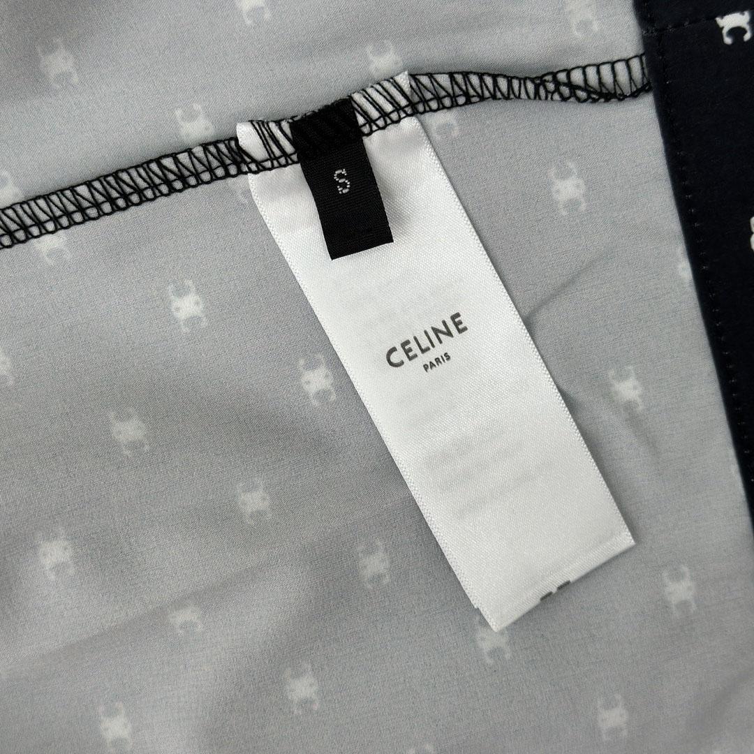 Celine Bowling Shirt In Micro Triomphe Print Viscose - EUR FASHION