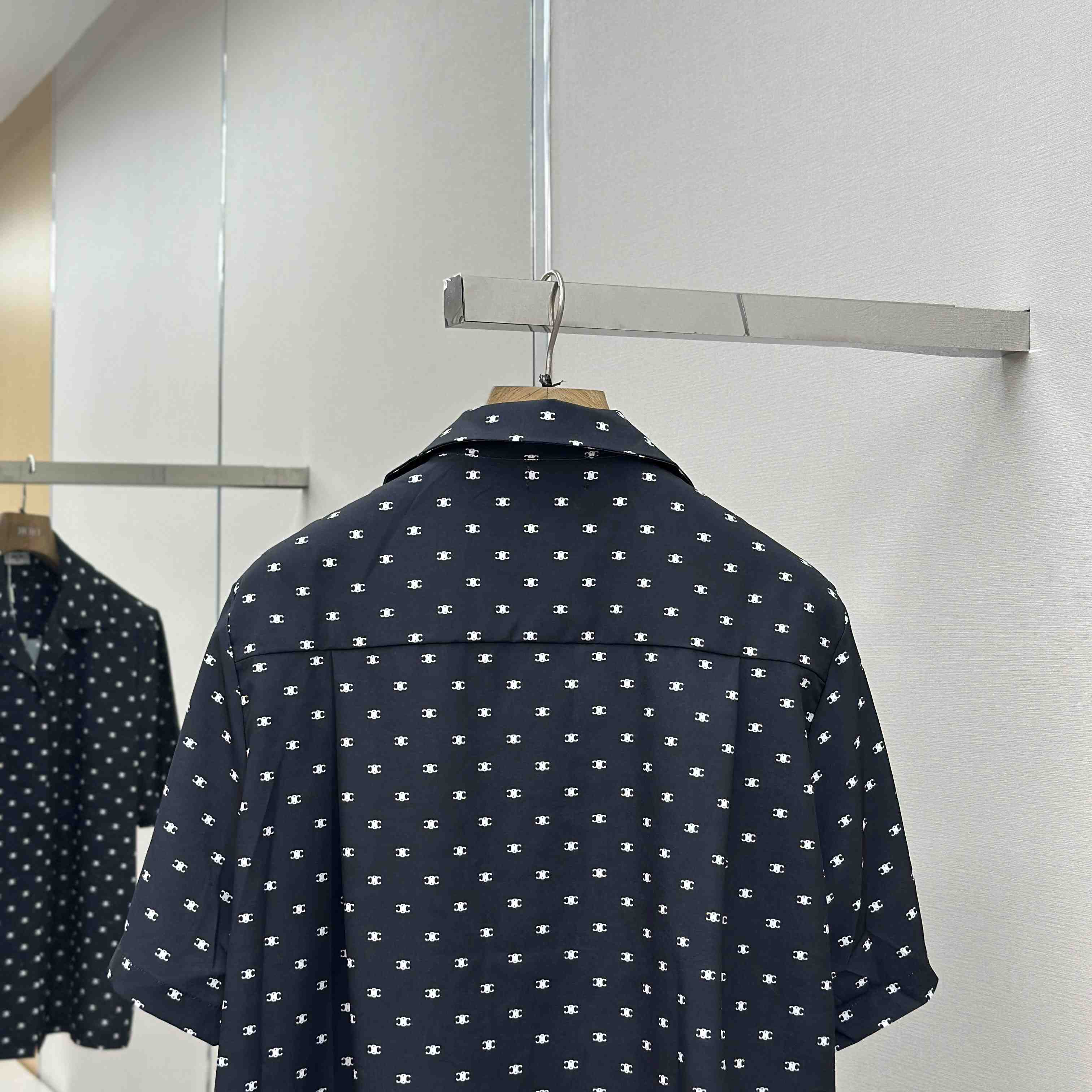 Celine Bowling Shirt In Micro Triomphe Print Viscose - EUR FASHION