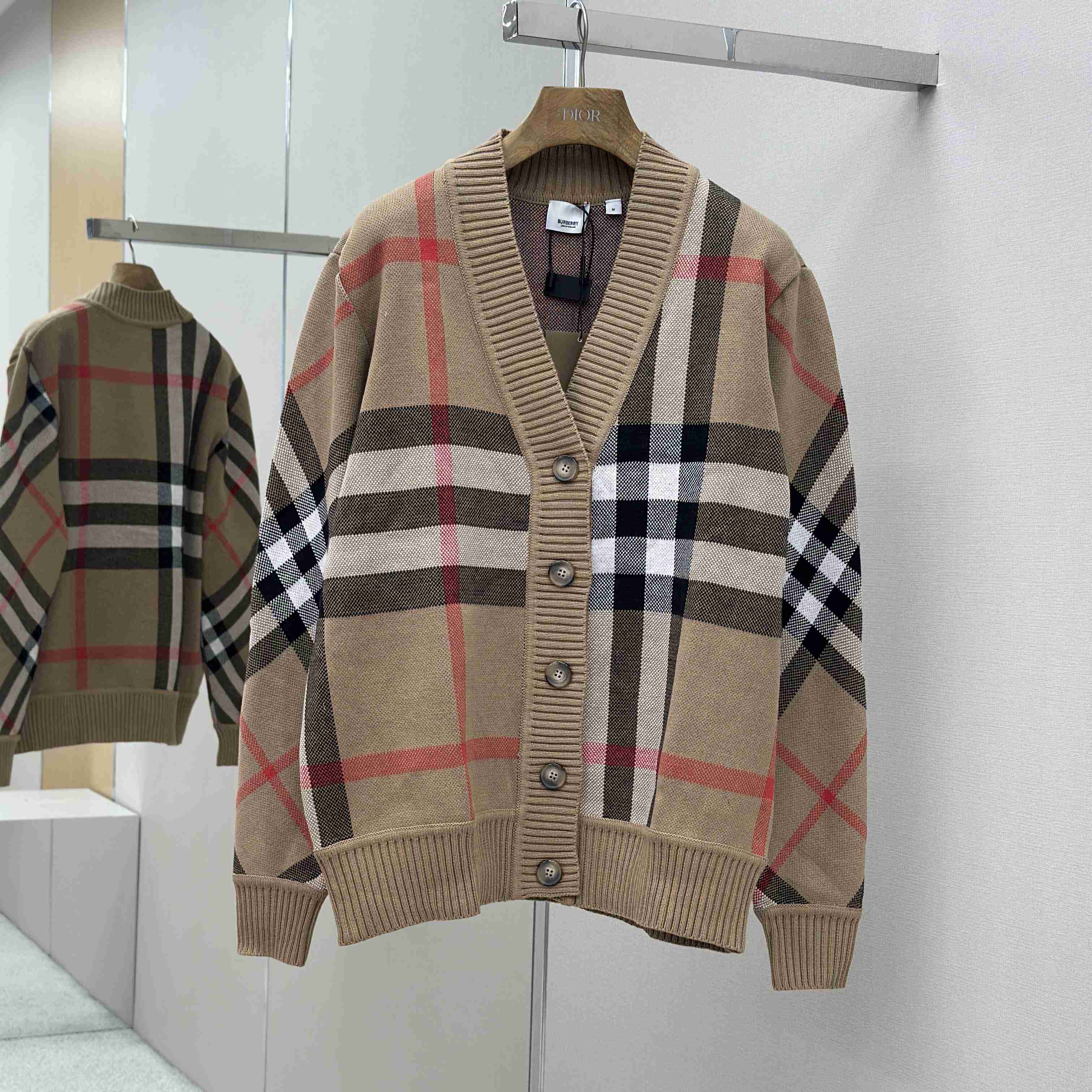 Burberry Check Wool Blend Cardigan - EUR FASHION