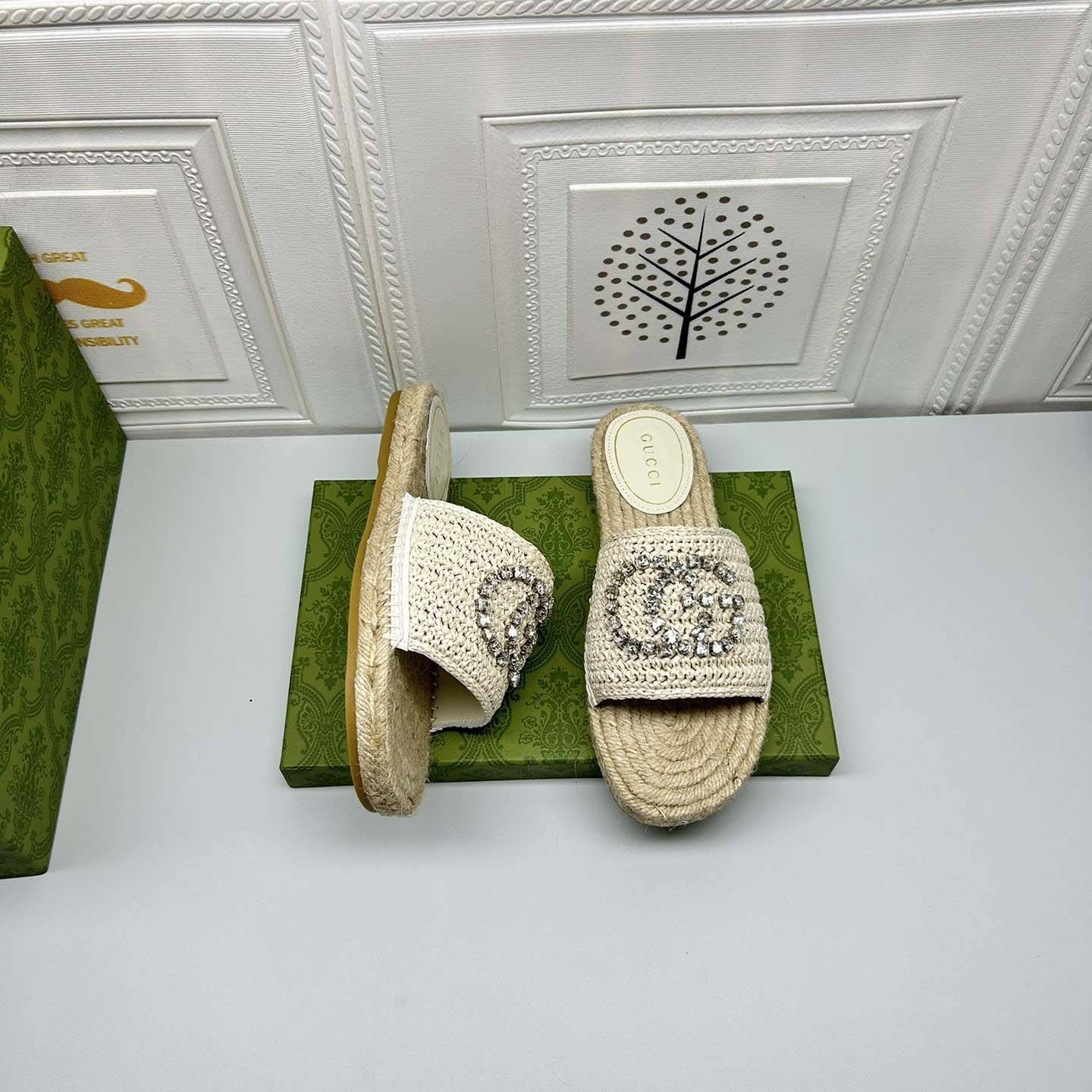 Gucci Women's espadrille with crystal Interlocking G - EUR FASHION