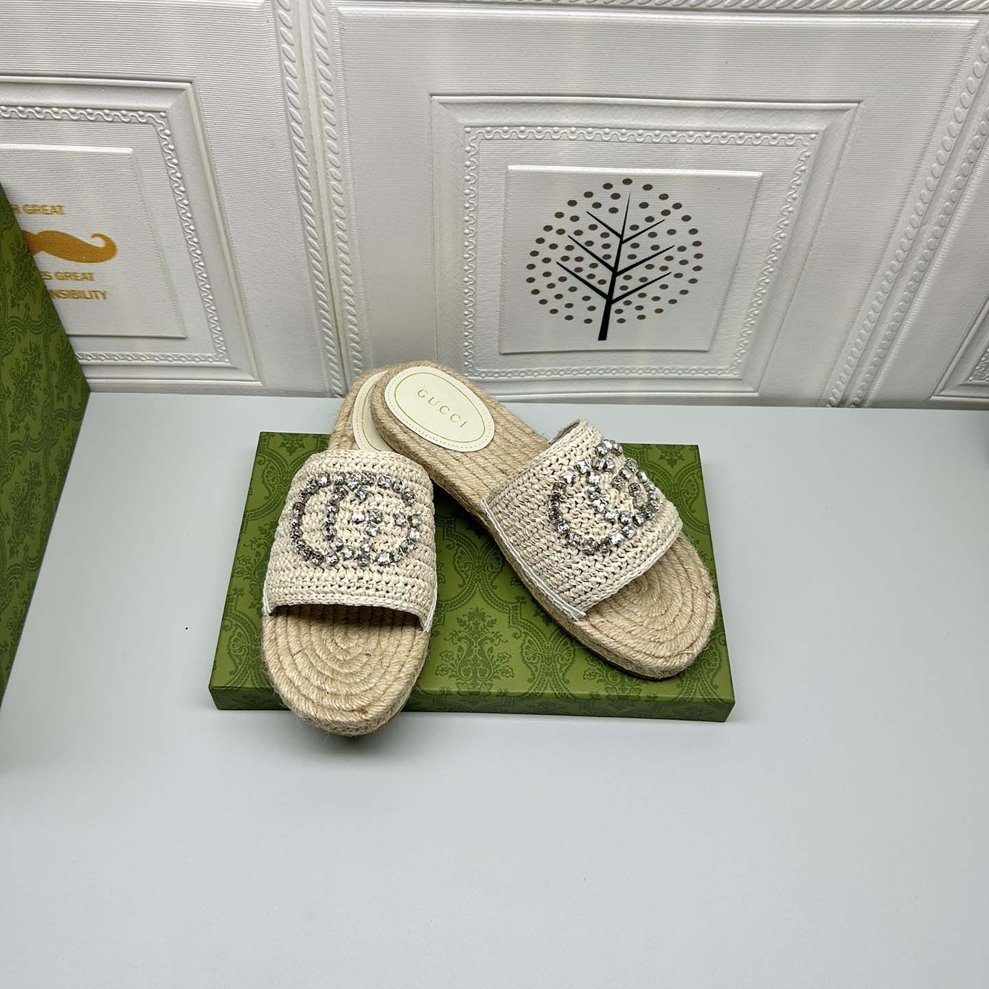 Gucci Women's espadrille with crystal Interlocking G - EUR FASHION